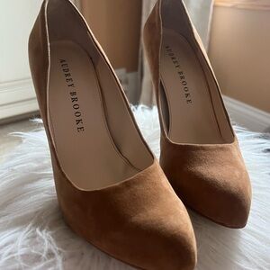 Audrey Brooke Brown Suede Heels